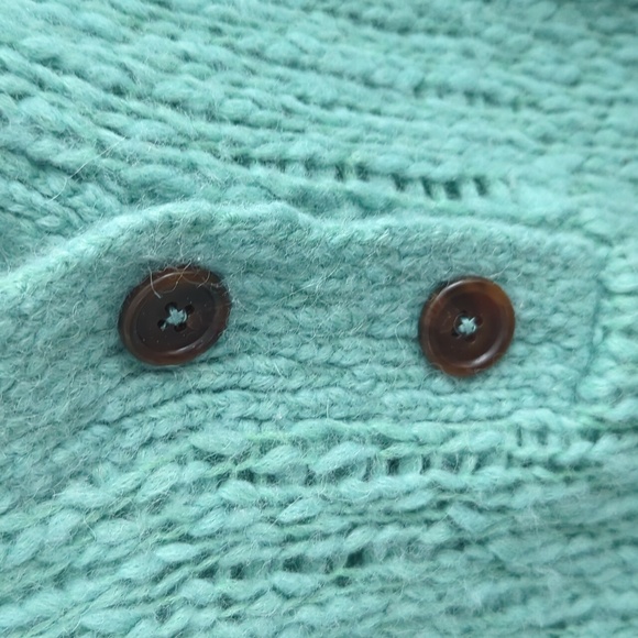 Everlane Turquoise Merino Wool Alpaca Cropped Sweater Henley - Picture 7 of 7